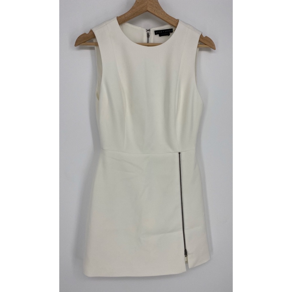 Alice + Olivia Cream Sleeveless Mini Dress with Side Zip